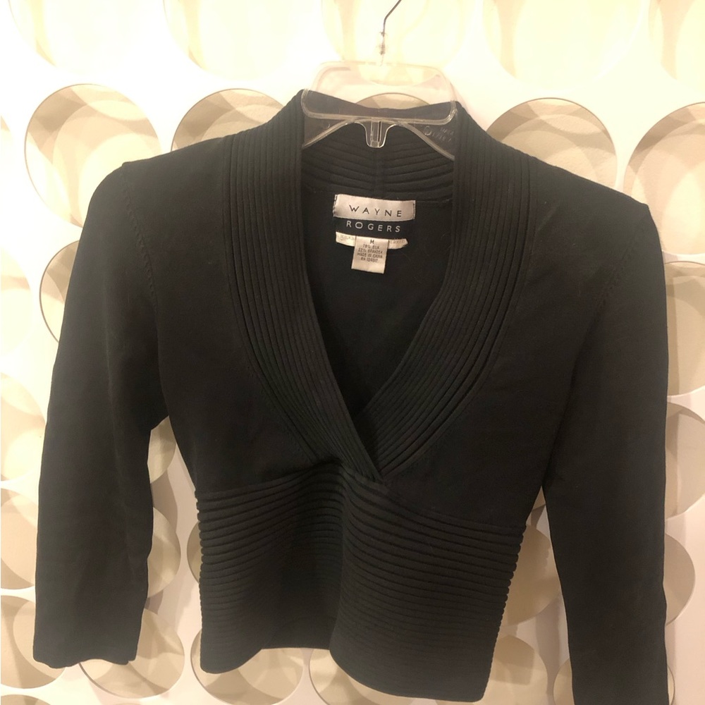 Vintage EUC Black Wayne Rogers sexy crop top size M